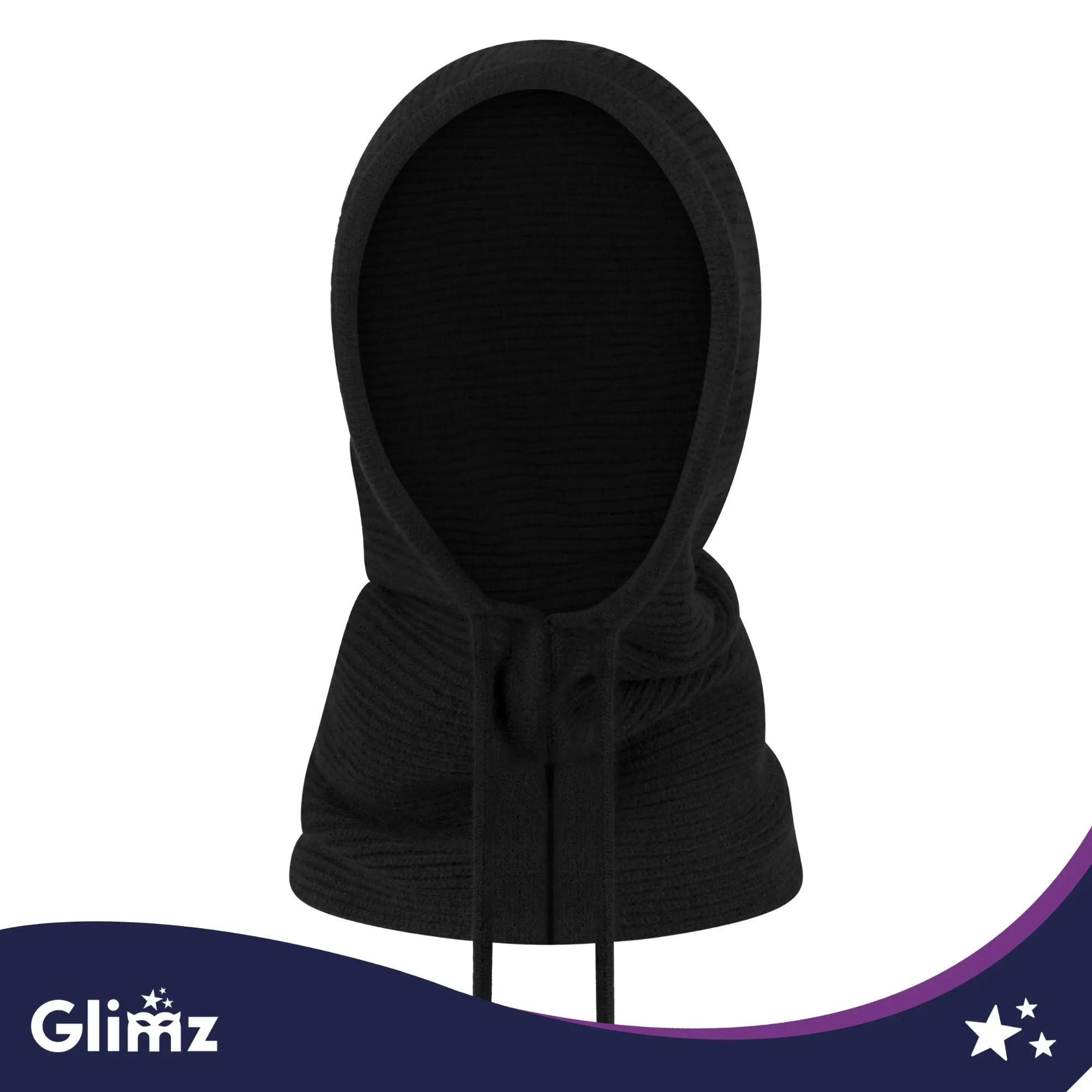 3-in-1 balaklava, naisten musta - huppu villalla
