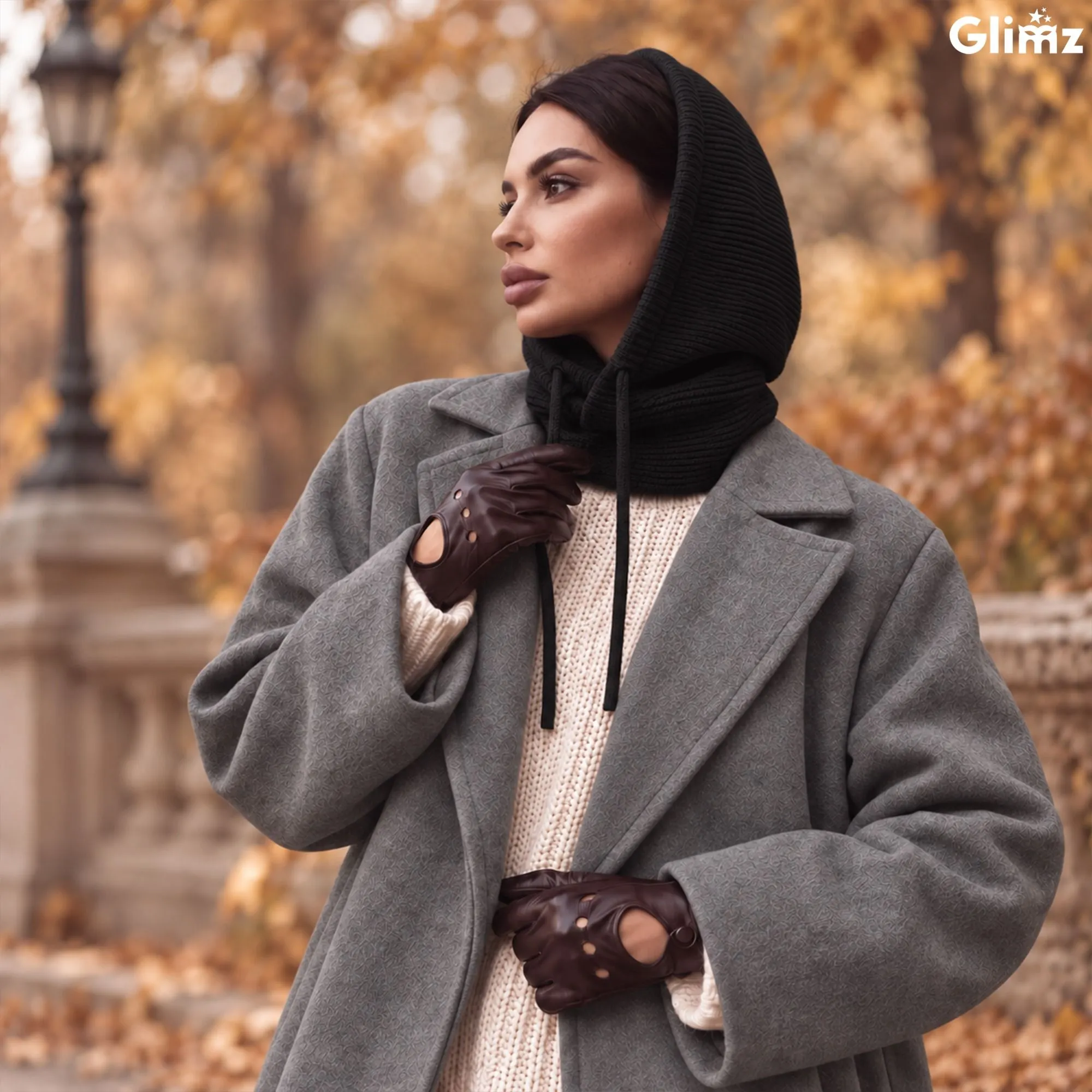 3-in-1 balaklava, naisten musta - huppu villalla