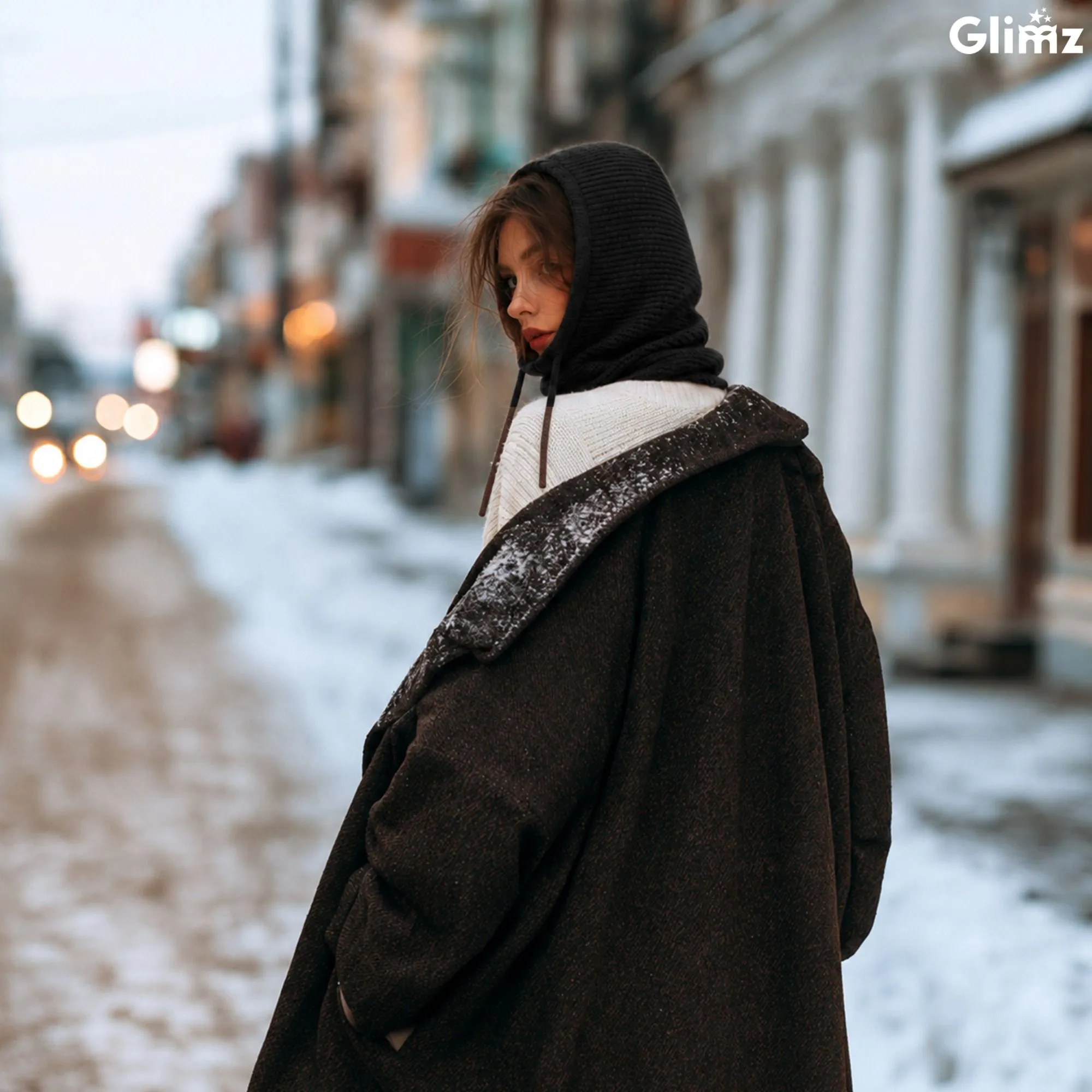 3-in-1 balaklava, naisten musta - huppu villalla