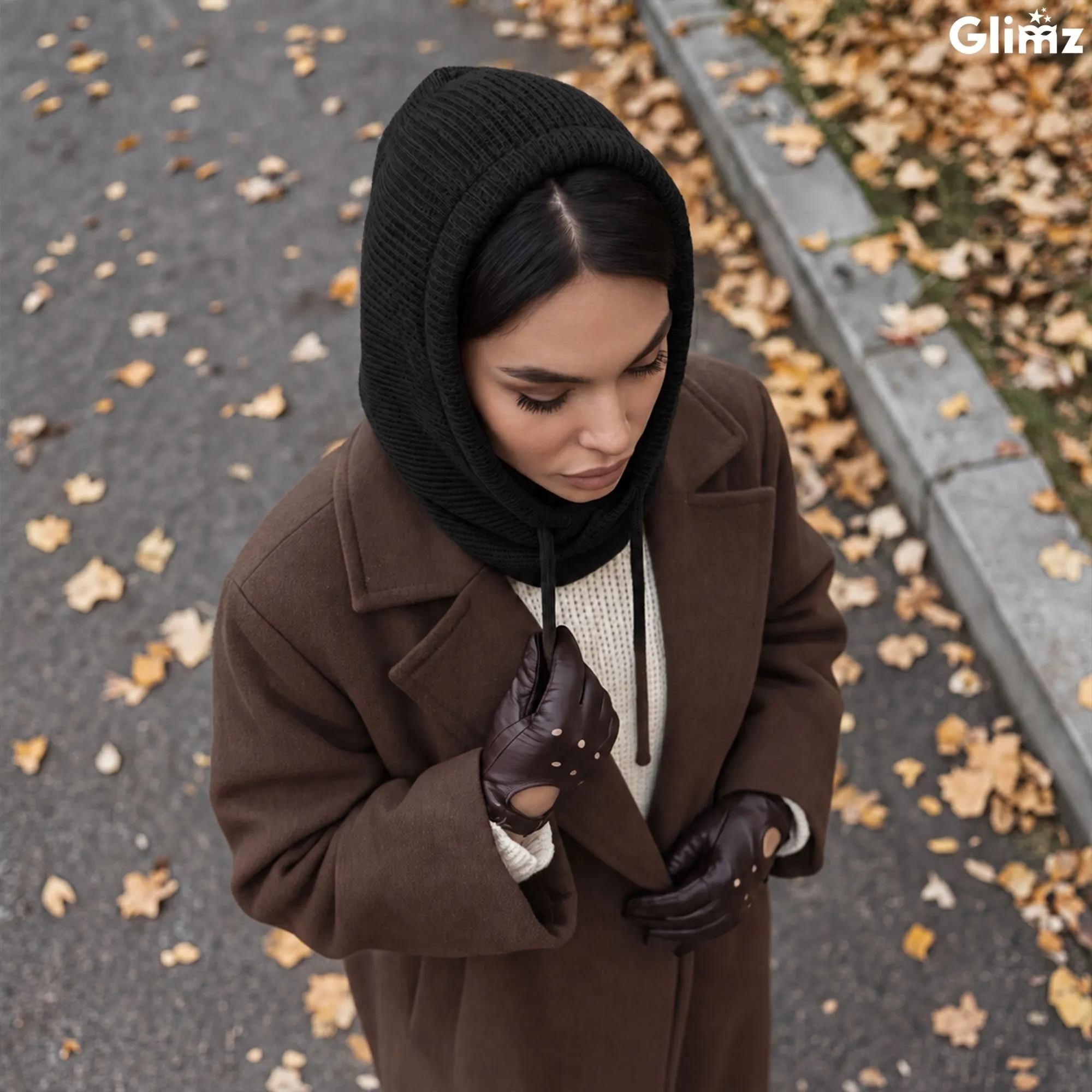 3-in-1 balaklava, naisten musta - huppu villalla