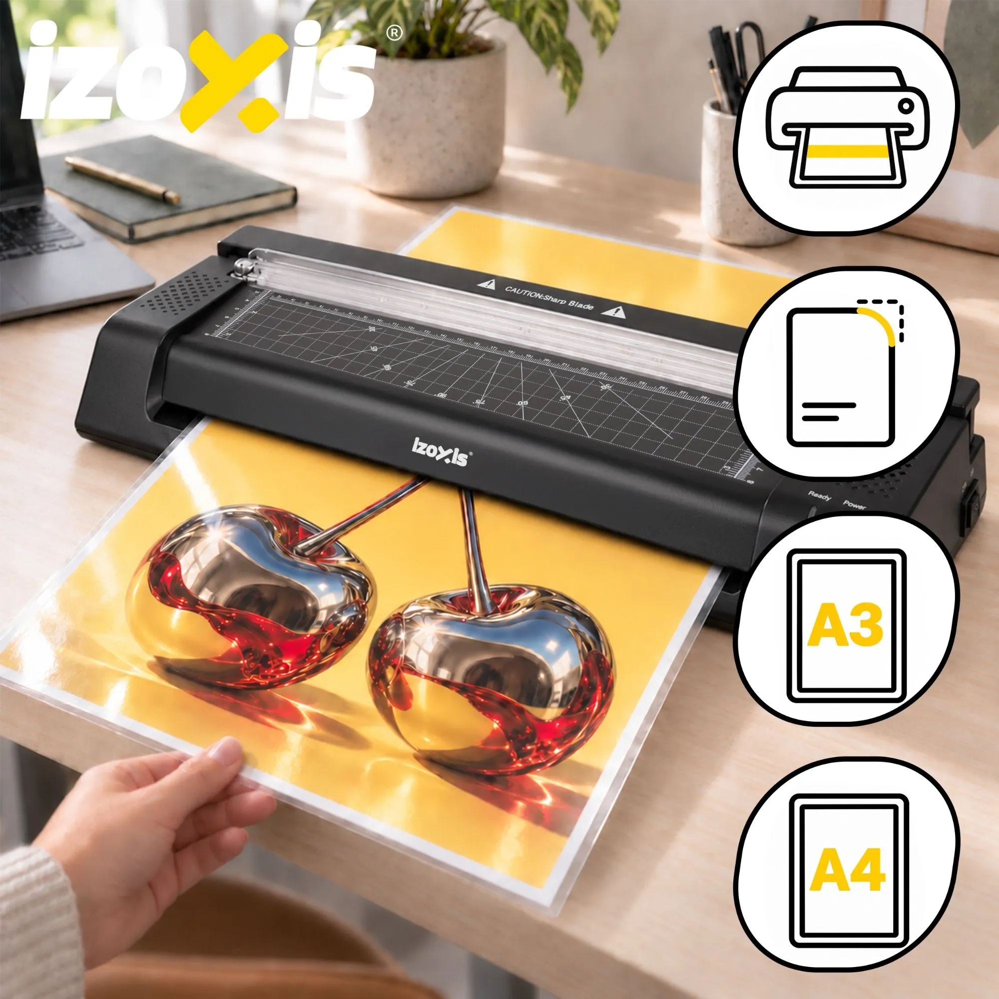 A3-Laminiergerät 3-in-1 mit Schneidevorrichtung und 110 Laminiertaschen