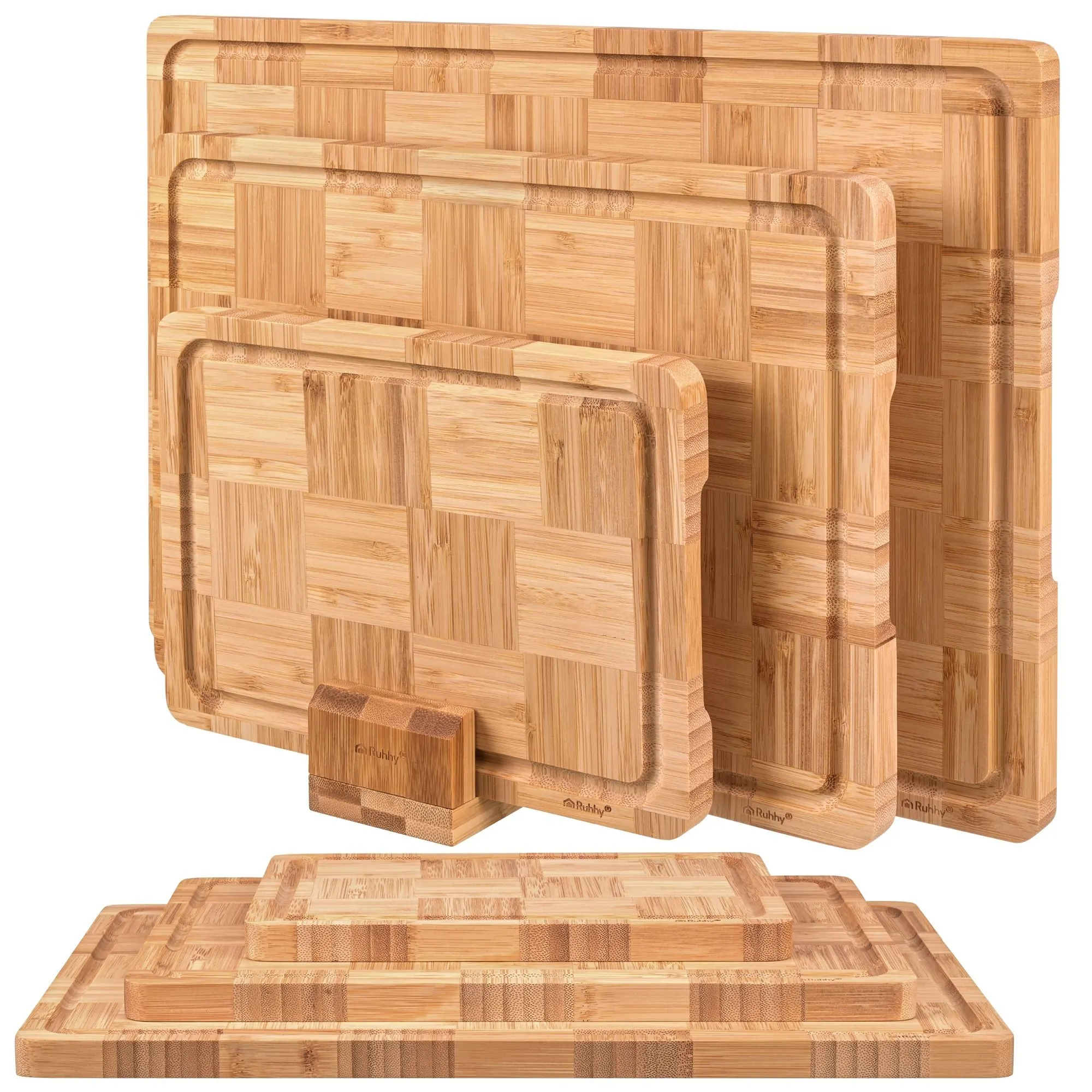 3er-Pack Bambus-Schneidebretter von RUHHY – Holzschneidebretter für die Küche