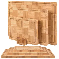 3er-Pack Bambus-Schneidebretter von RUHHY – Holzschneidebretter für die Küche