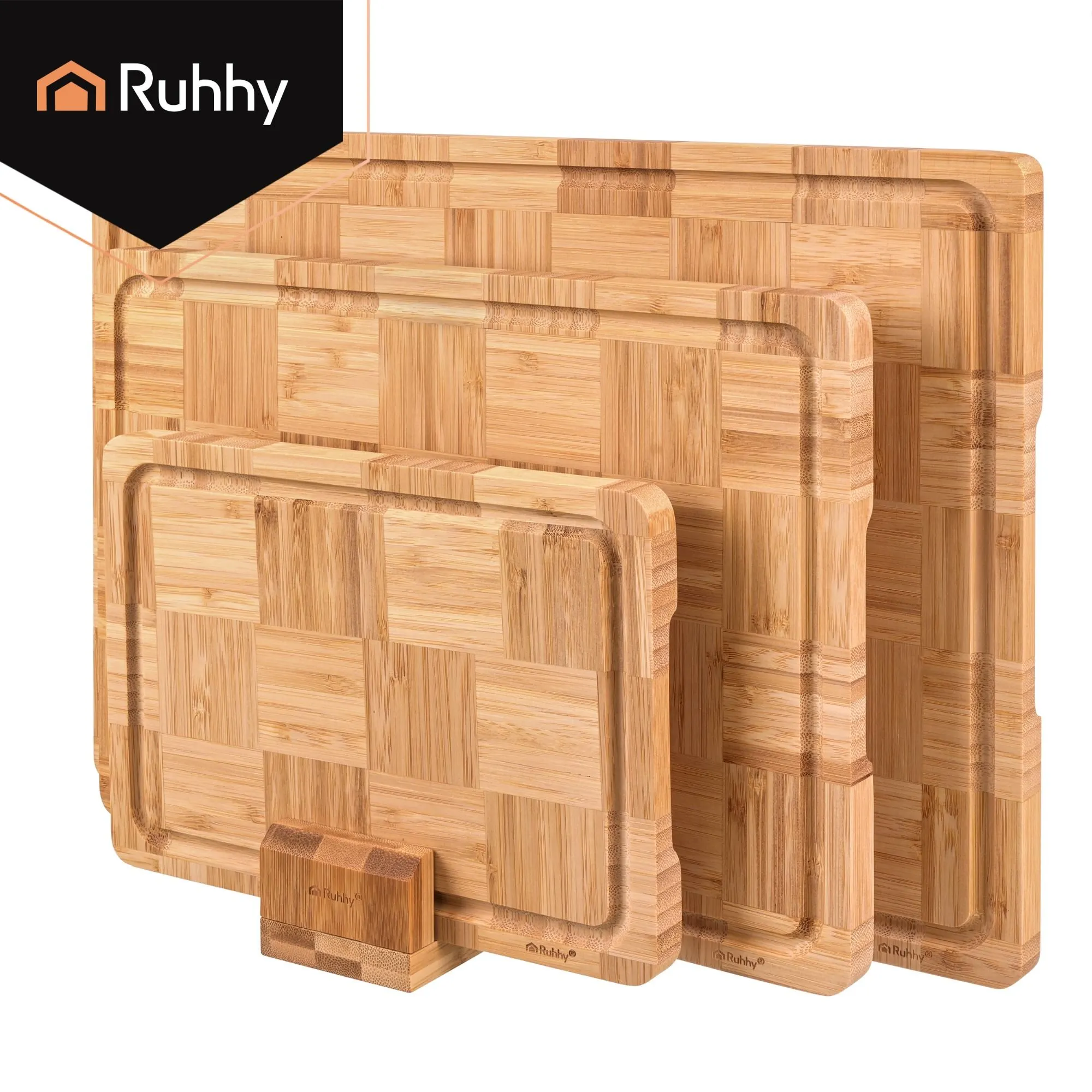3er-Pack Bambus-Schneidebretter von RUHHY – Holzschneidebretter für die Küche