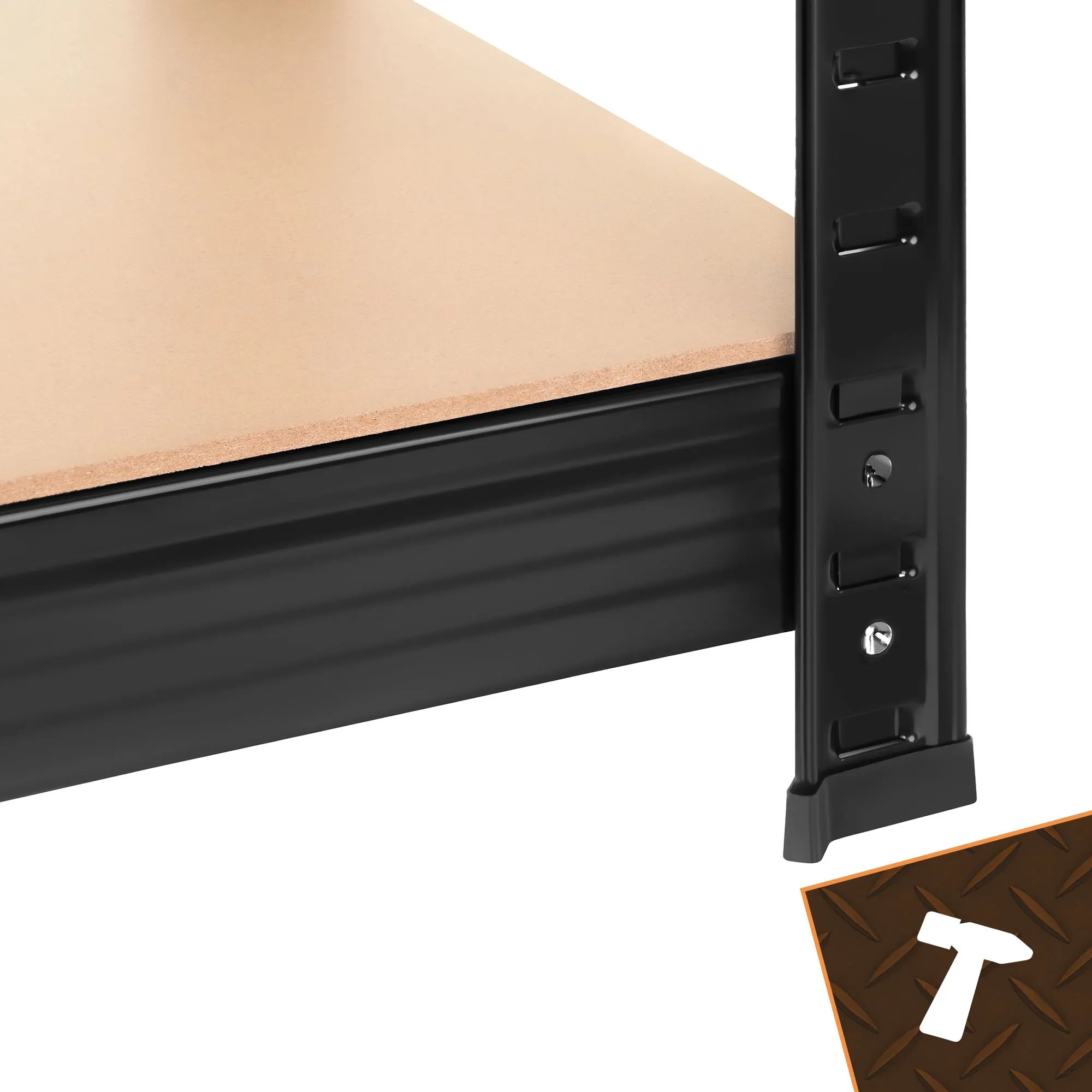 Lagerhylla 222,5x100x45 cm – svart metallhylla med 5 hyllplan, 1000 kg