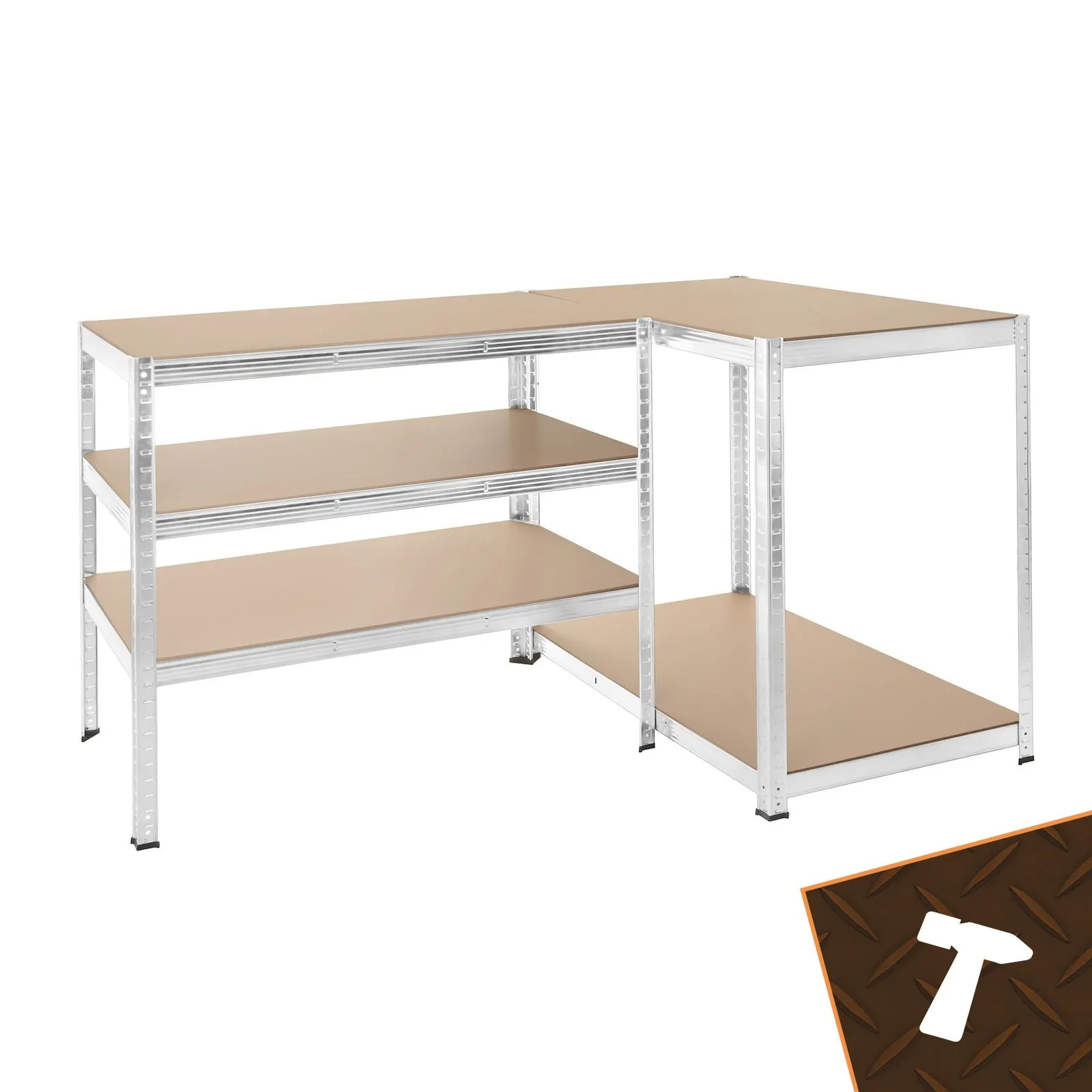 Opbevaringshylde 180x100x60 cm - sølvmetalhylde med 5 hylder, 1000 kg