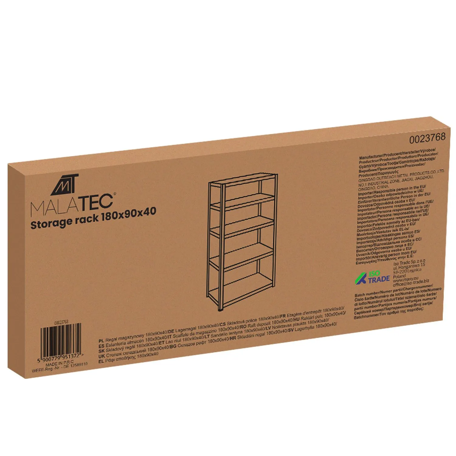 Lagerhylla 180x90x40 cm – galvaniserad metallhylla med 5 hyllplan, 875 kg