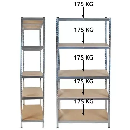 Lagerhylla 220x100x45 cm – galvaniserad metallhylla med 5 hyllplan, 875 kg