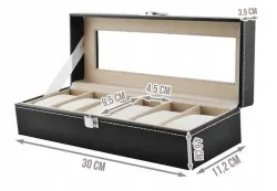 Klockbox med 6 fack – svart klockförvaring med transparent lock för klockor och smycken