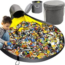 Lelukori leikkimatolla 2-in-1 – 20 litraa, 135 cm, palikoille ja leluille