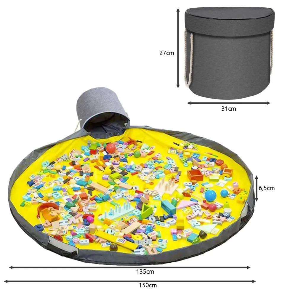 Lelukori leikkimatolla 2-in-1 – 20 litraa, 135 cm, palikoille ja leluille