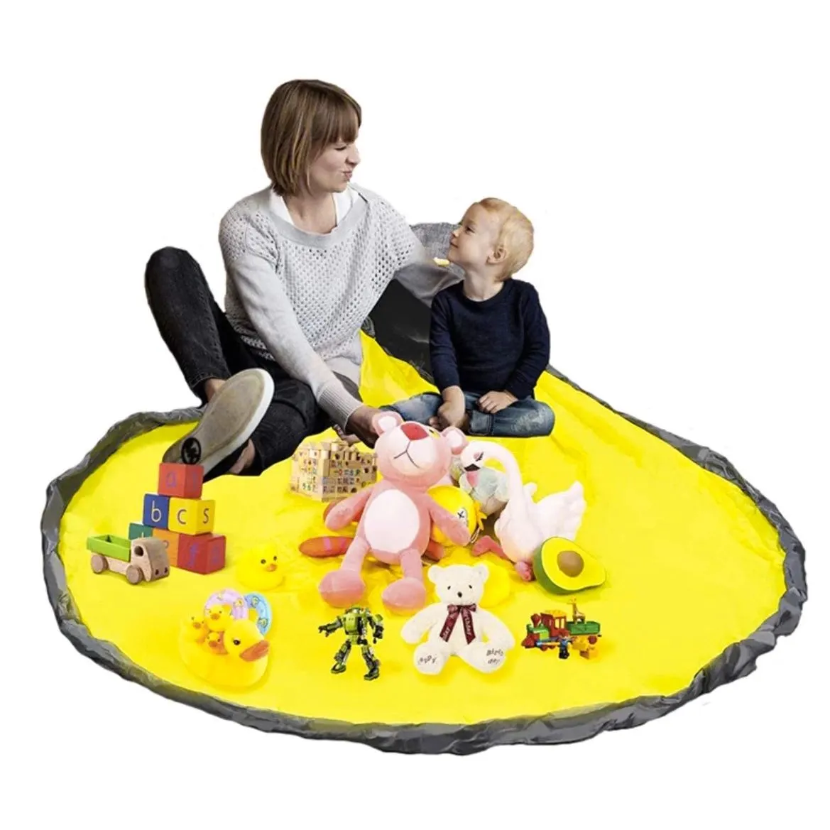 Lelukori leikkimatolla 2-in-1 – 20 litraa, 135 cm, palikoille ja leluille