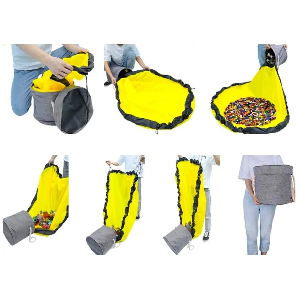 Lelukori leikkimatolla 2-in-1 – 20 litraa, 135 cm, palikoille ja leluille