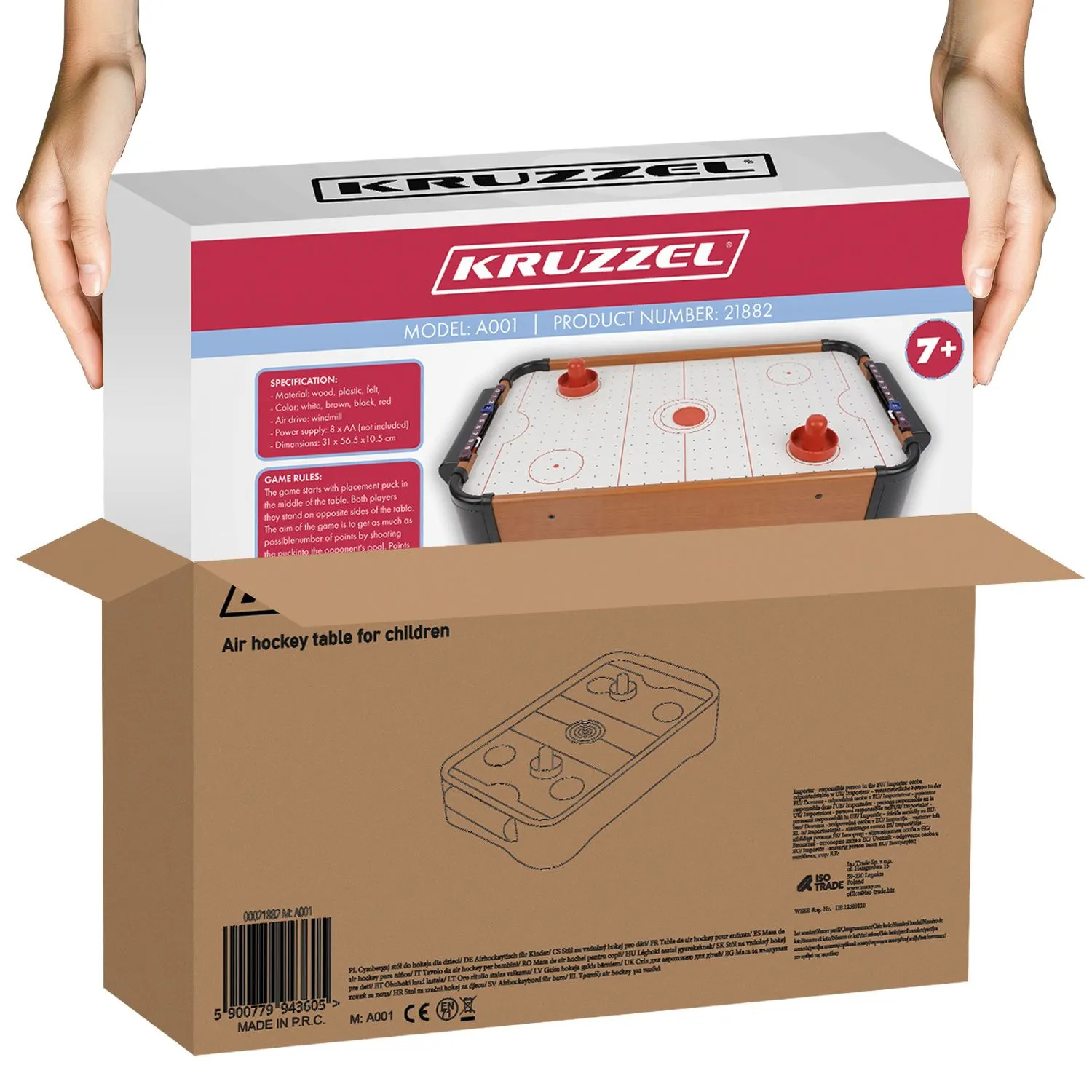 Airhockeybord för barn – Mini airhockeyspel 56x31 cm, 2 spelare