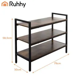 Skohylla 79 cm – 3 hyllplan i metall och MDF