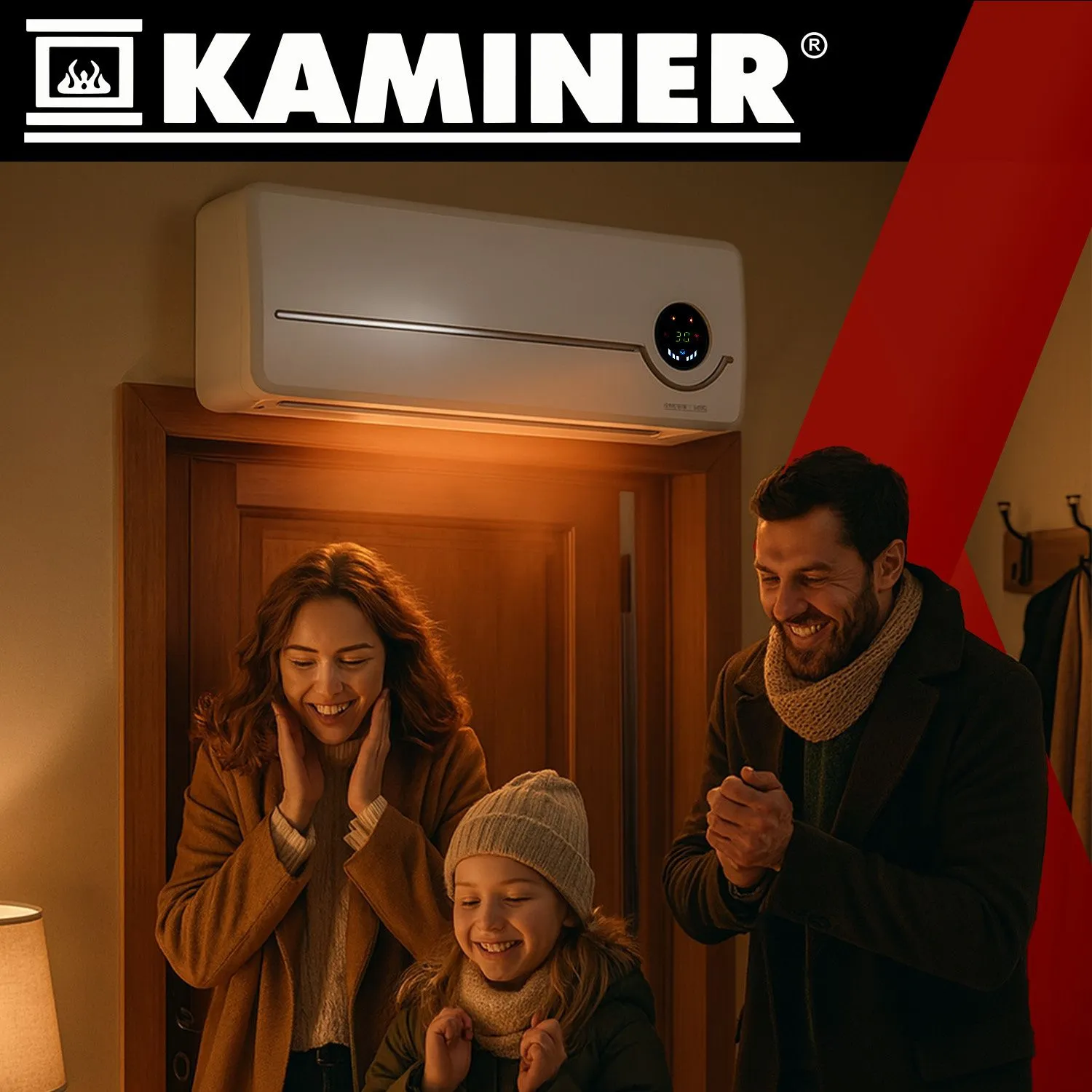 Elektrisk luftgardin 2000 W med WiFi och fjärrkontroll