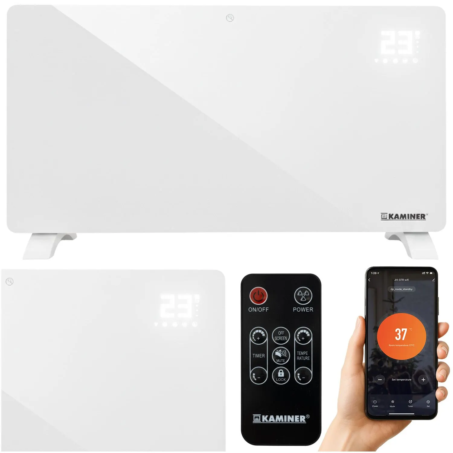 Elektrisk glasvärmare 2500 W med WiFi och fjärrkontroll