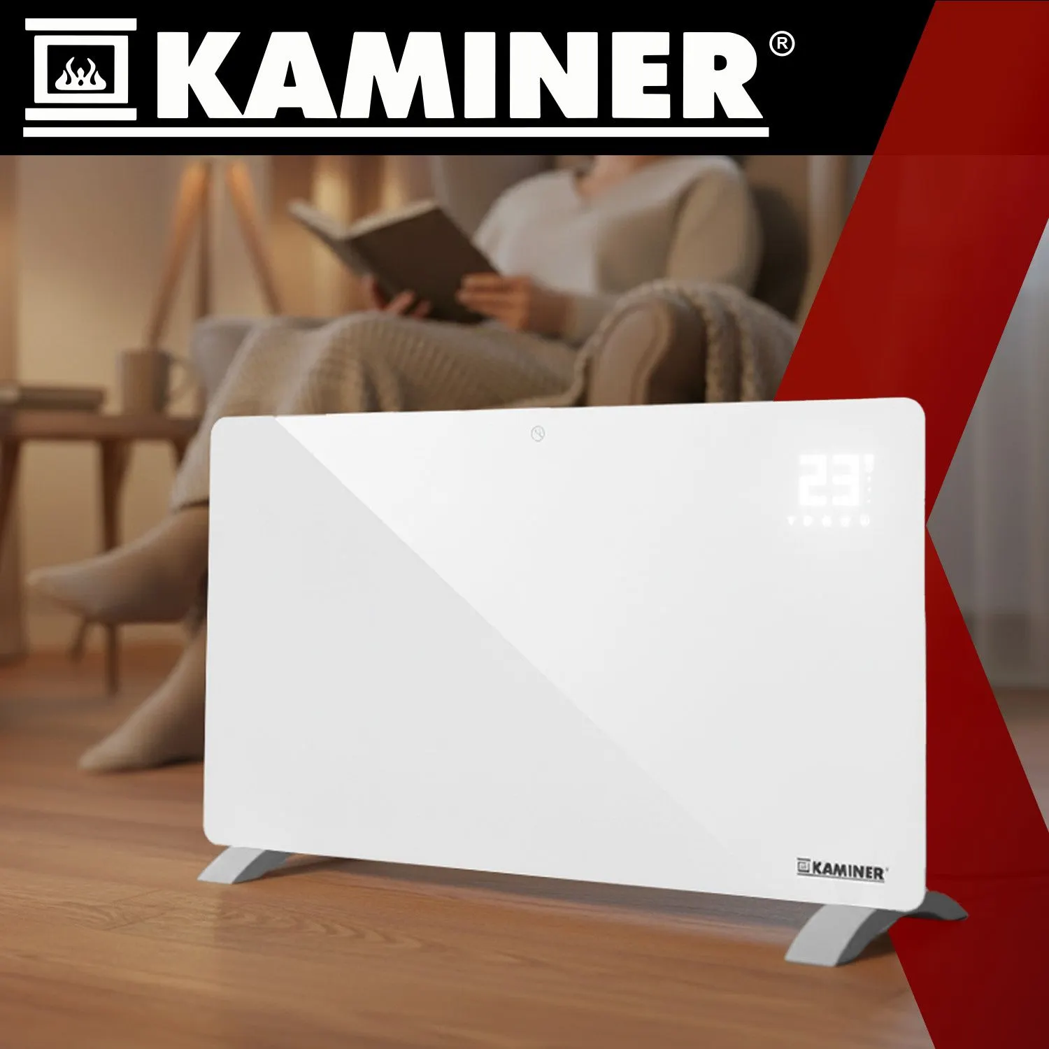 Elektrisk glasvärmare 2500 W med WiFi och fjärrkontroll