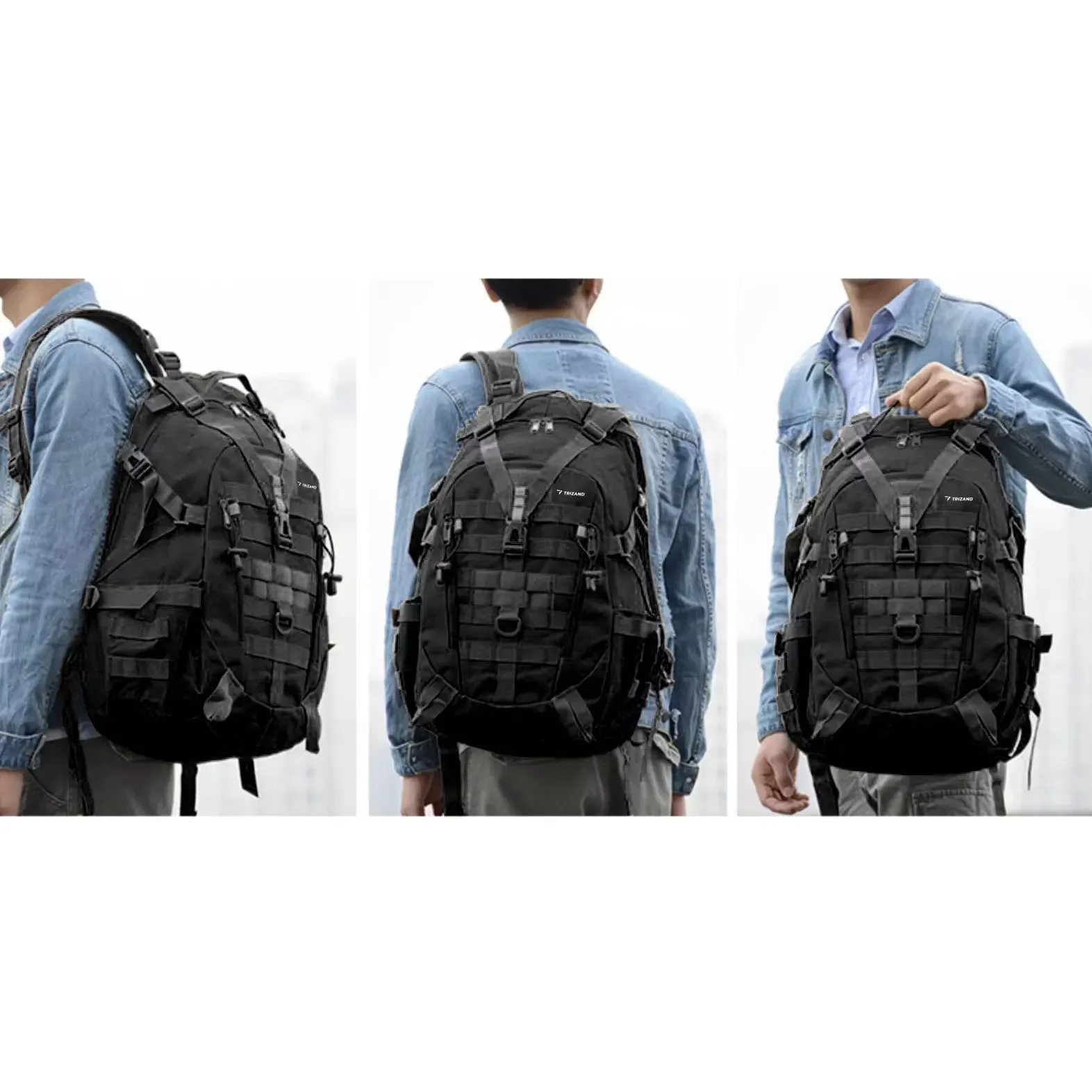 Vandringsryggsäck 25 L XL med MOLLE och regnskydd