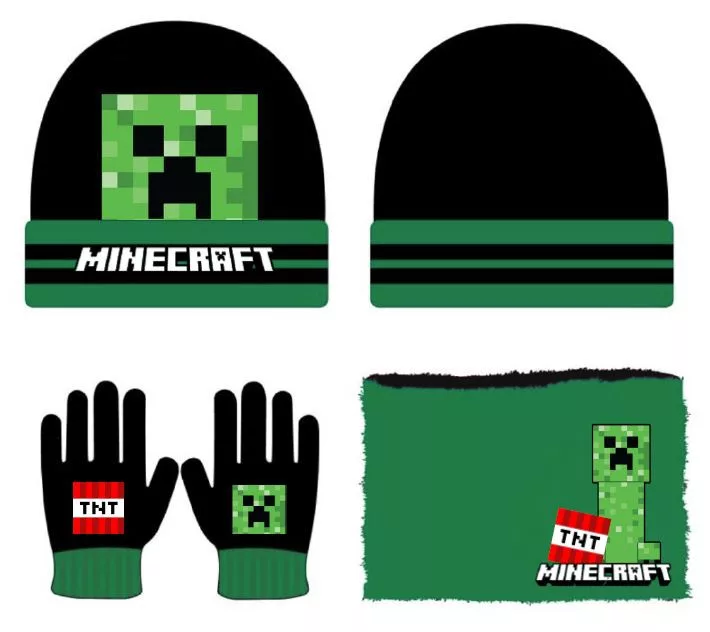 Minecraft Boom Deluxe vinterset barn – mössa halsduk handskar