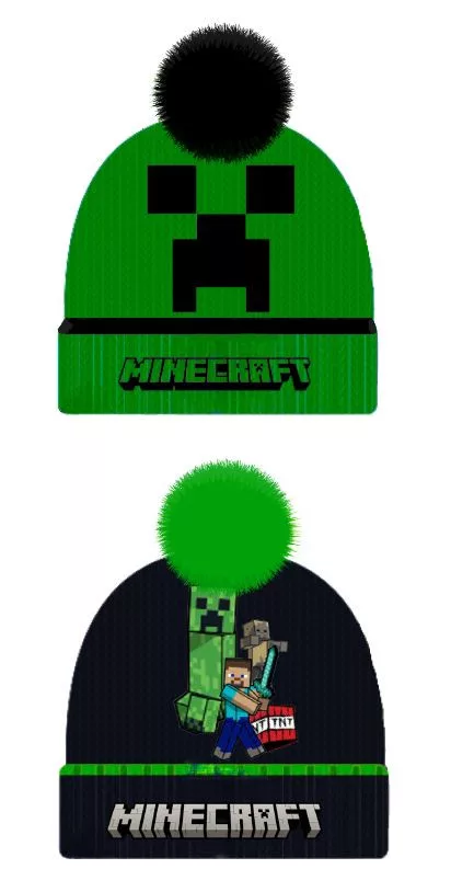 Minecraft Battle barnmössa Grön-Svart 2 stycken One Size