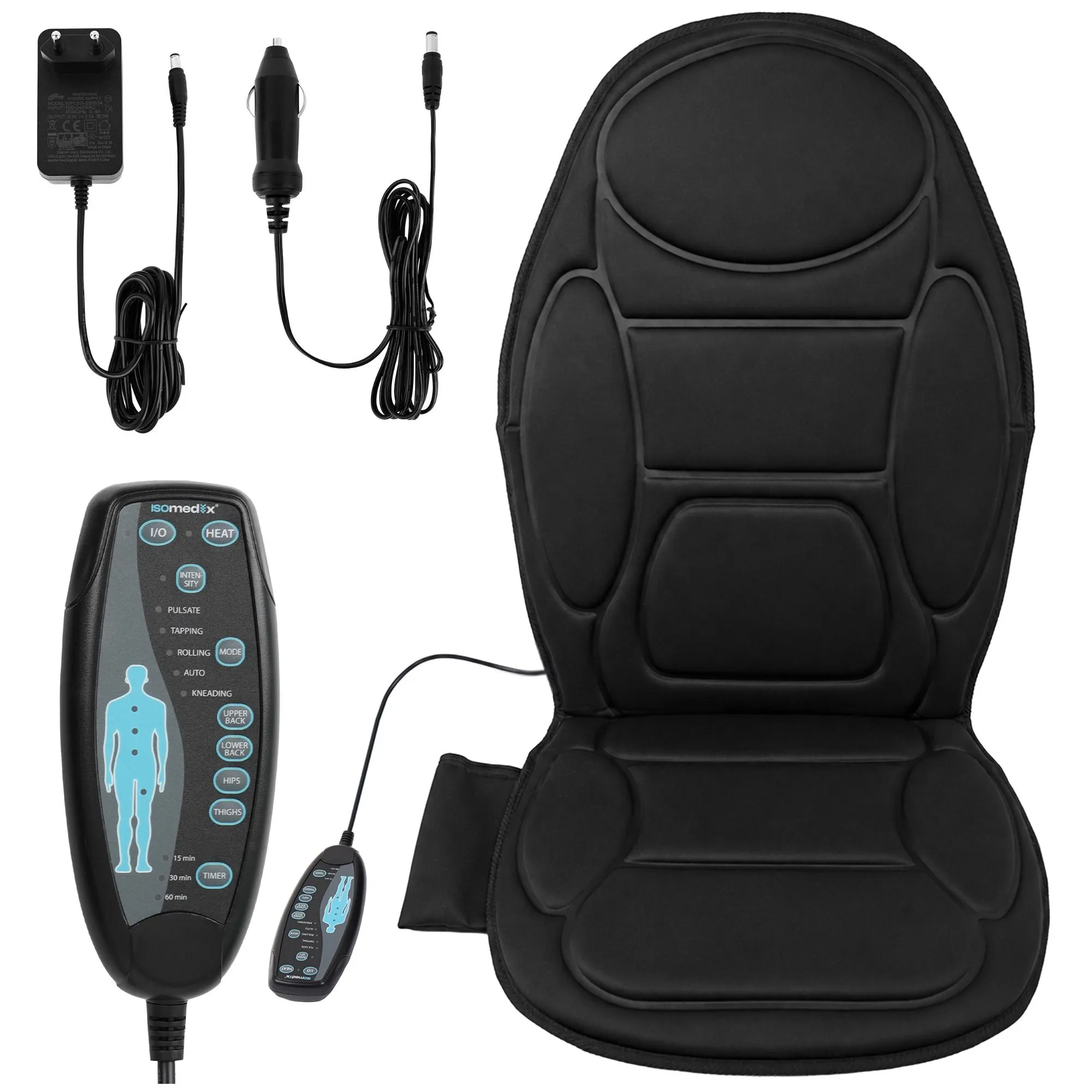 Vibrerande massagematta med värme – 5 program och 6 motorer