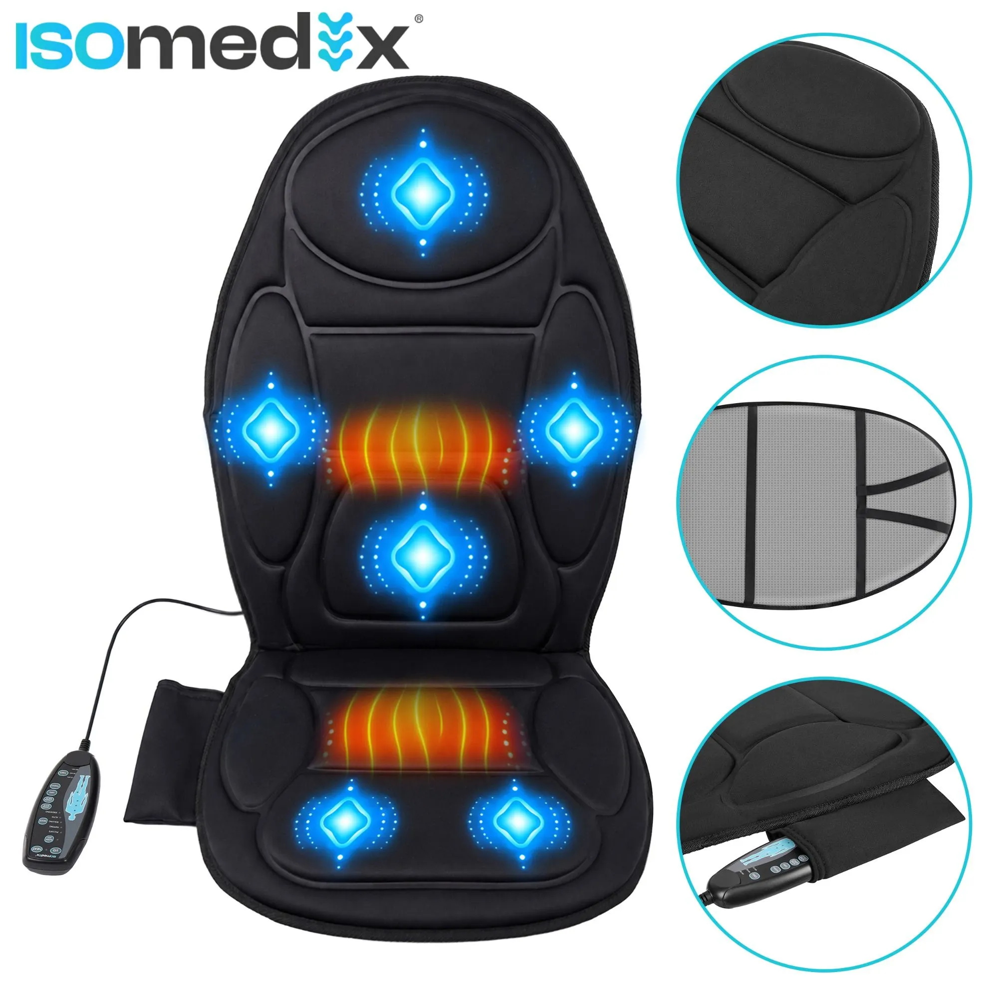 Vibrerande massagematta med värme – 5 program och 6 motorer