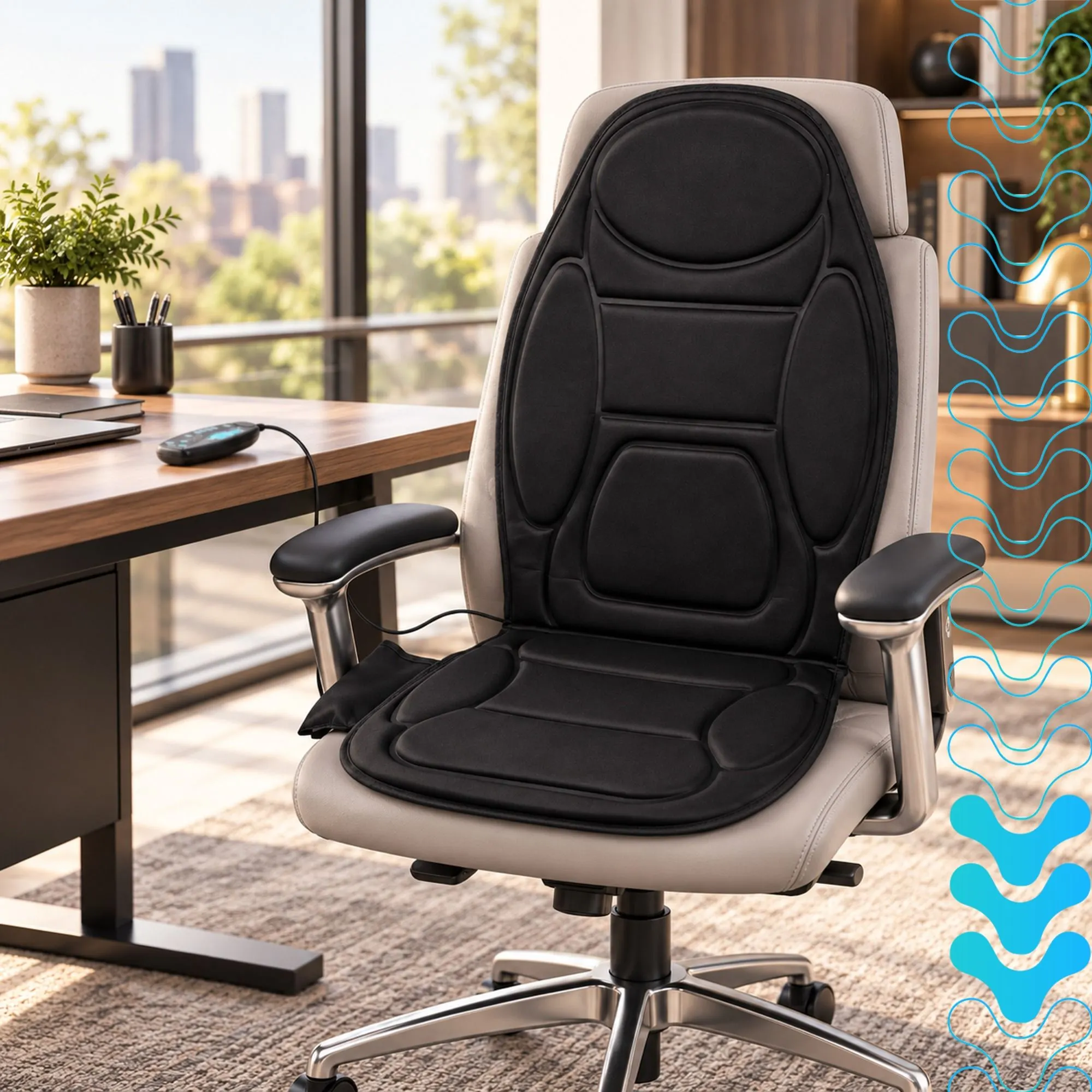 Vibrerande massagematta med värme – 5 program och 6 motorer