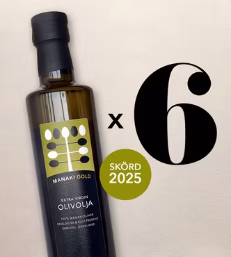 Manaki Gold extra virgin olivolja, 6x500 ml fr. senaste skörden!