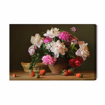 Canvastavla - Peonies with strawberries