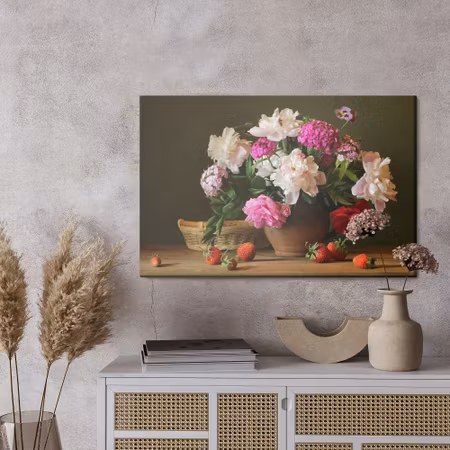 Canvastavla - Peonies with strawberries