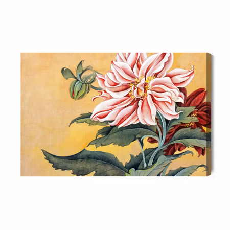 Canvastavla - Peonies with leaves