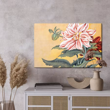 Canvastavla - Peonies with leaves