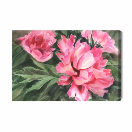 Canvastavla - Peonies in leaves
