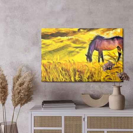 Canvastavla - Painted horse in the field