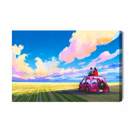 Canvastavla - The car and the abstract landscape