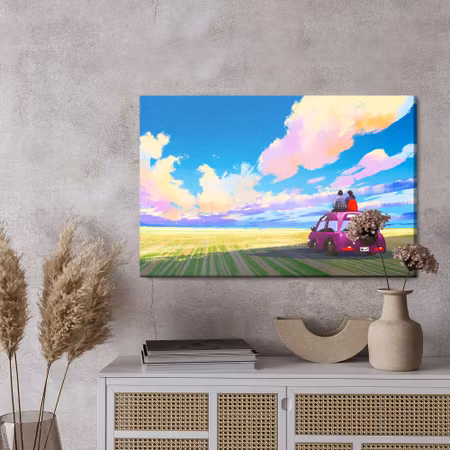 Canvastavla - The car and the abstract landscape