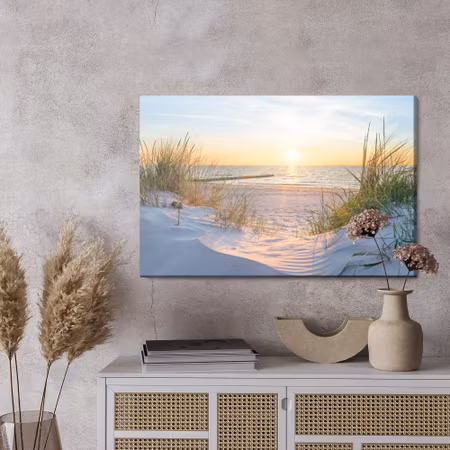 Canvastavla - Sunrise on the sandy beach