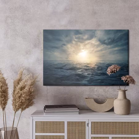 Canvastavla - Sunset on a stormy sea
