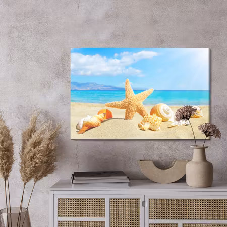 Canvastavla - Sea beach and seashells