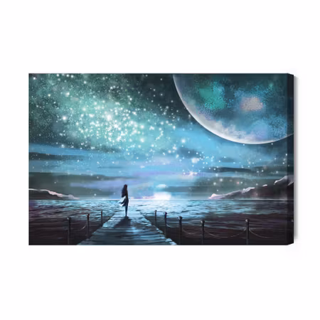 Canvastavla - The sea and the pier in a fantasy style