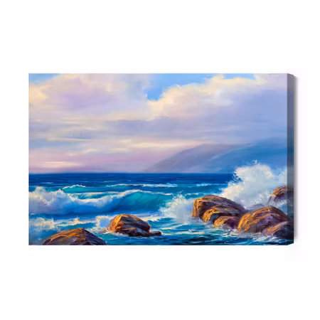 Canvastavla - Waves and rocks in the sea