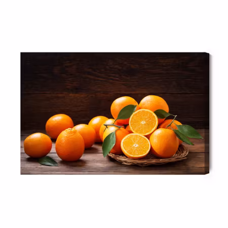 Canvastavla - Fresh oranges on boards