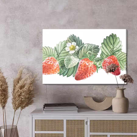 Canvastavla - Strawberries with flowers