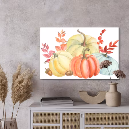 Canvastavla - Pumpkins painted with watercolor