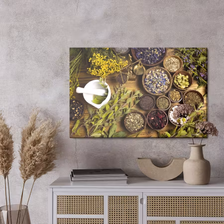 Canvastavla - Spices and herbs table