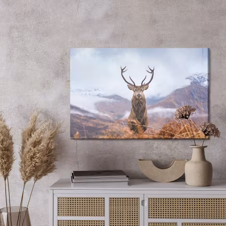 Canvastavla - Deer and winter mountains