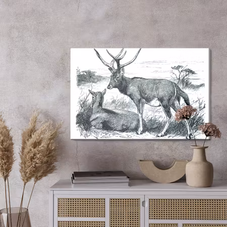 Canvastavla - Sketch with deers