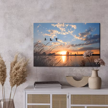 Canvastavla - Birds at sunset