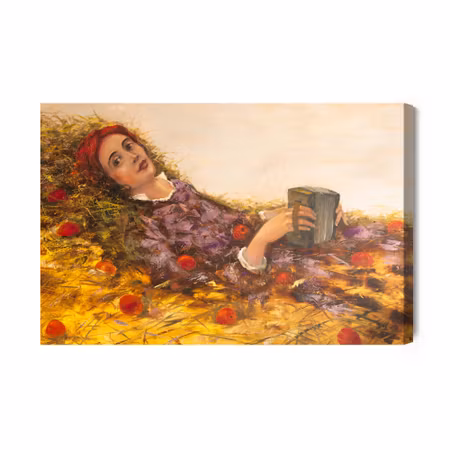 Canvastavla - A woman among the poppies